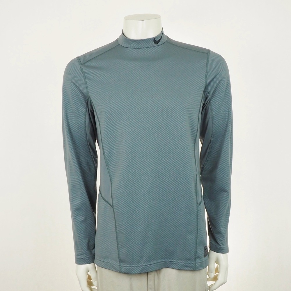 Nike Pro Dri-Fit Fitted Mock Neck Shirt Mens Large Gray Workout Training Running